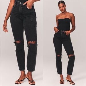 Abercrombie & Fitch The '90s Straight Ultra High Rise Jean Black 25 / 0R